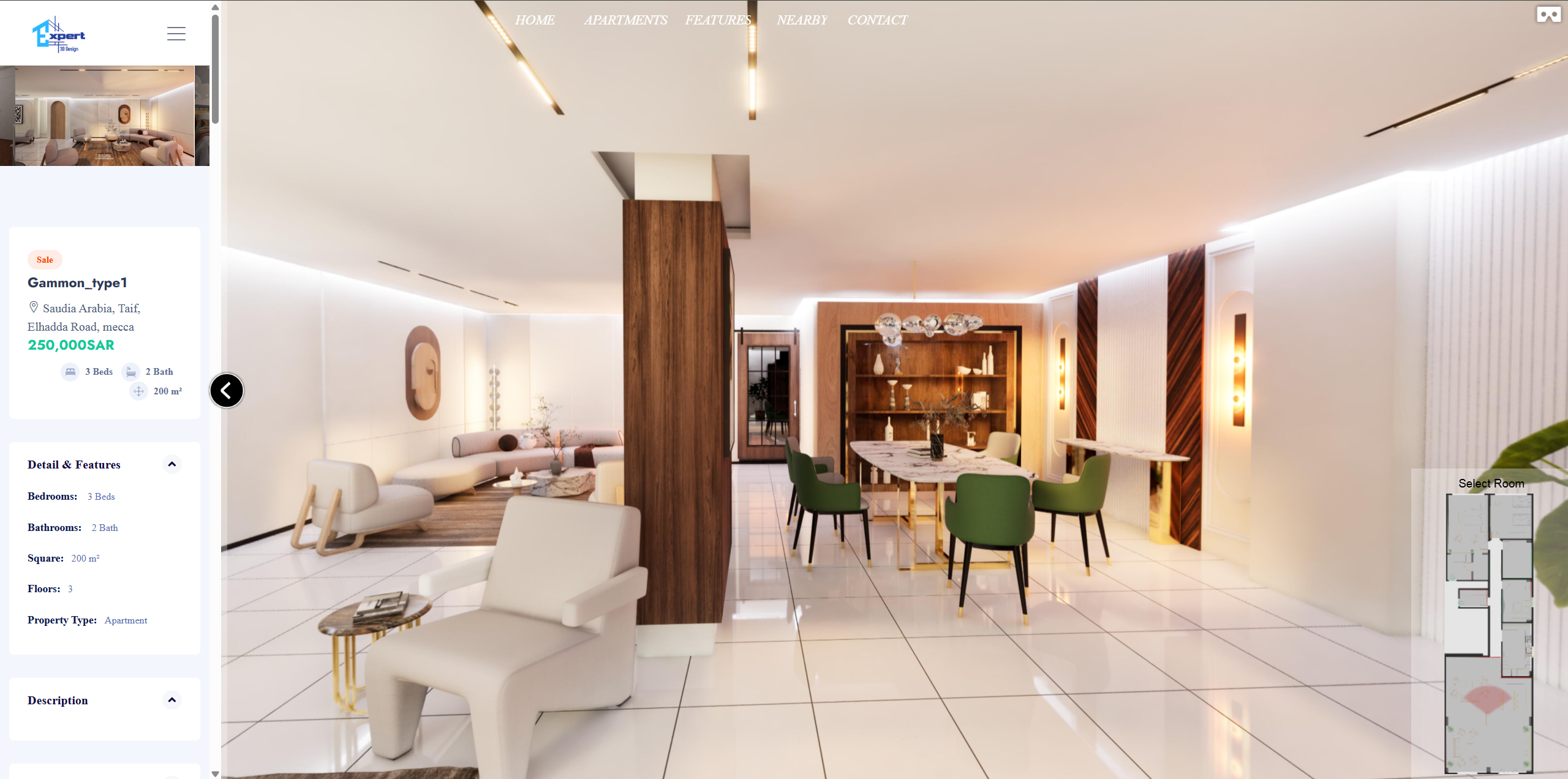 3D Property View  360° - Navigate Through the Plan